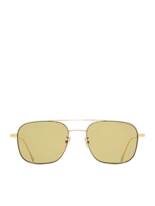 Unisex Sunglasses with Gold Metal Frame and Yellow Lens