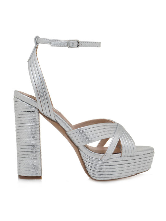 Exe Synthetic Leather Women's Sandals Silver wi...