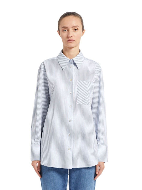 Marella Women's Striped Long Sleeve Shirt White / Blue