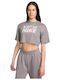 Sportswear Γυναικείο Αθλητικό Crop T-shirt Γκρι