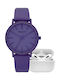 WATX & CO Women's Watch with Purple Leather Strap