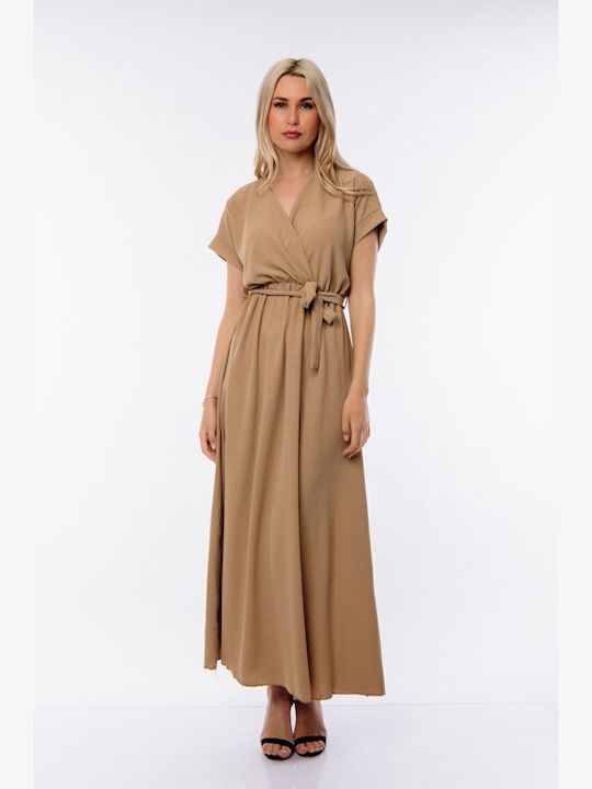 Maxi Kleid Wickel Beige
