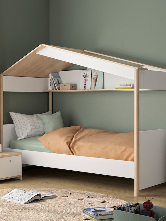 Kinderbett Einzeln Beige für Matratze 90x200cm