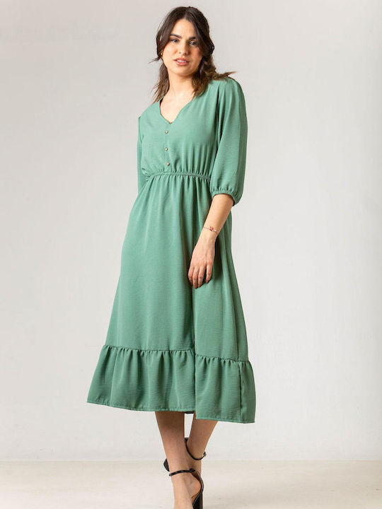 Simple Fashion Abendkleid Hemdkleid Satin mit Rüschen Grün