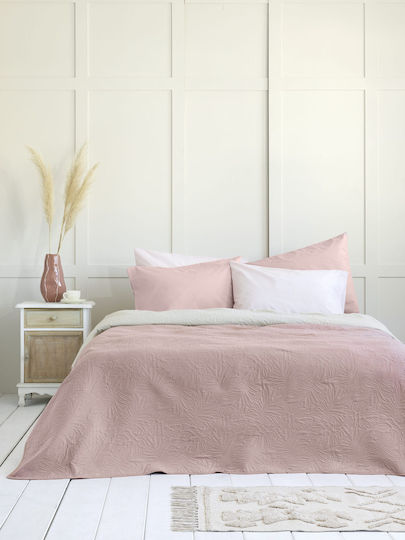 Nima Natara Tagesdecke Einzelbett Mikrofaser Light Beige / Rose Pink 160x240cm