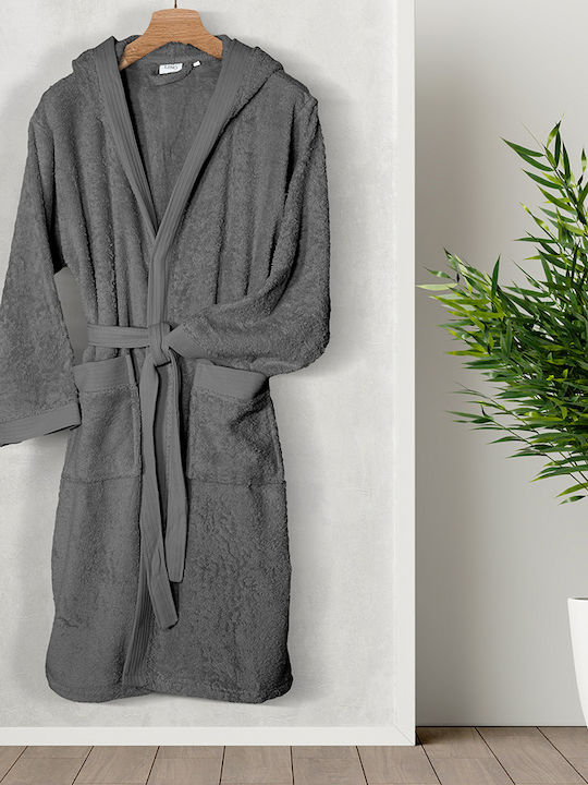 Lino Home Erma Μπουρνούζι με Κουκούλα D.grey 500gr/m²