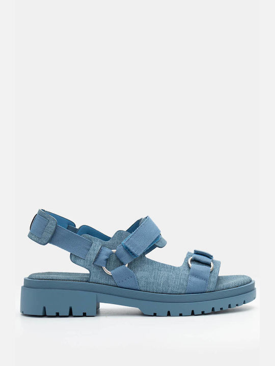 Luigi Damen Flache Sandalen Flatforms in Blau Farbe