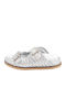 Leather Women's Flat Sandals in Silver Color