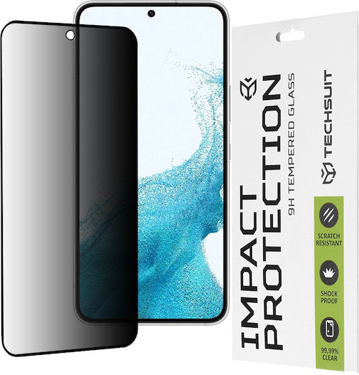 Techsuit Vollkleber Privatsphäre Vollflächig gehärtetes Glas Schwarz (Galaxy S22 5G)