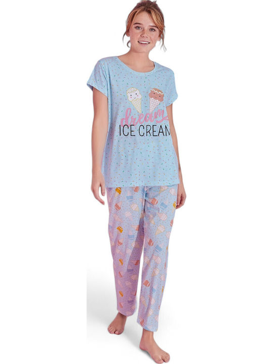 PijaMood Summer Women's Pyjama Set Light Blue