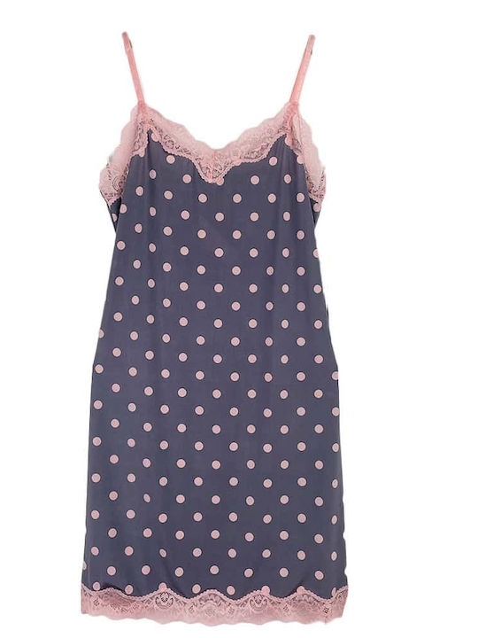 Women's Polka Dot Stretch Lace Slim Fit Nightgown Gray