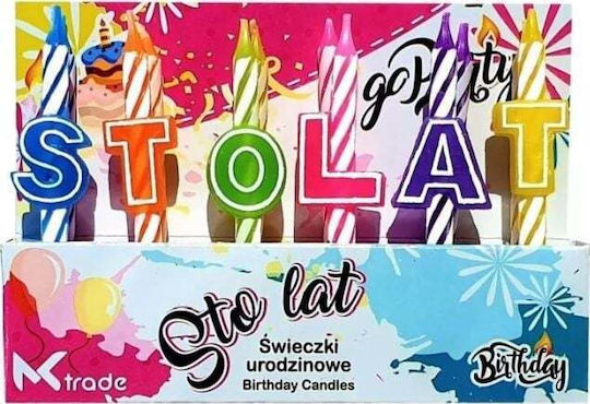 Mk Lumânare de Zi de Naștere La mulți ani! Multicolor 12buc AA298MKT
