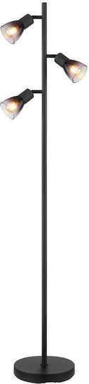 Globo Lighting Floor Lamp H161xW30cm. with Socket for Bulb E14 Black