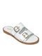 Leather Women's Flat Sandals in White Color