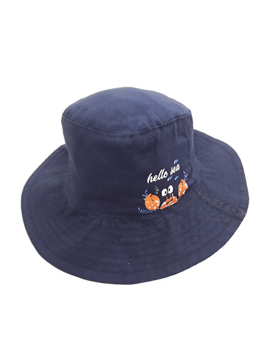 Venere Kids' Hat Bucket Fabric Navy Blue Crab