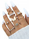 Golden Set Retro Punk Vintage Rings 8 Pieces Classic Crystals