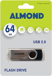 Almond Twister 64GB USB 2.0 Stick Black