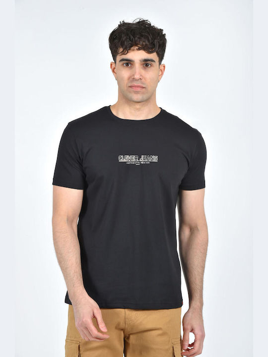 Clever T-shirt Bărbătesc cu Mânecă Scurtă BLACK