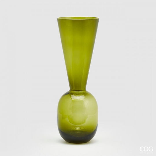 EDG Διακοσμητικό Βάζο Γυάλινο Πράσινο 17x17xΥ50cm