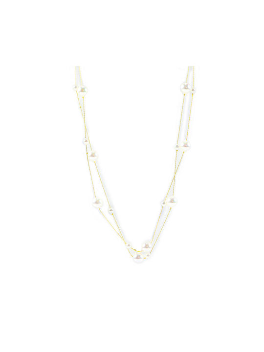 Gold Double Pearl Necklace