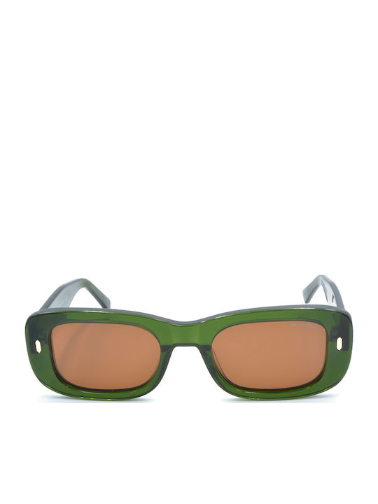 Funky Buddha Unisex Sunglasses with Green Plastic Frame and Brown Polarized Lens FBS2063/002
