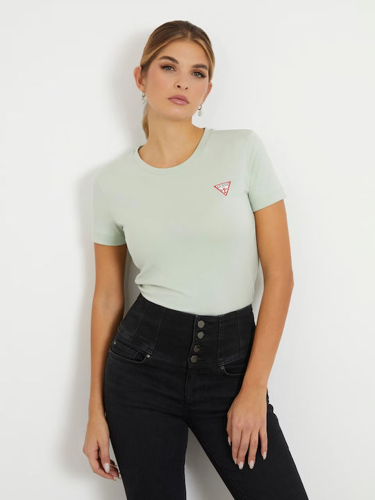 Guess Mini Triangle Damen T-Shirt Grün