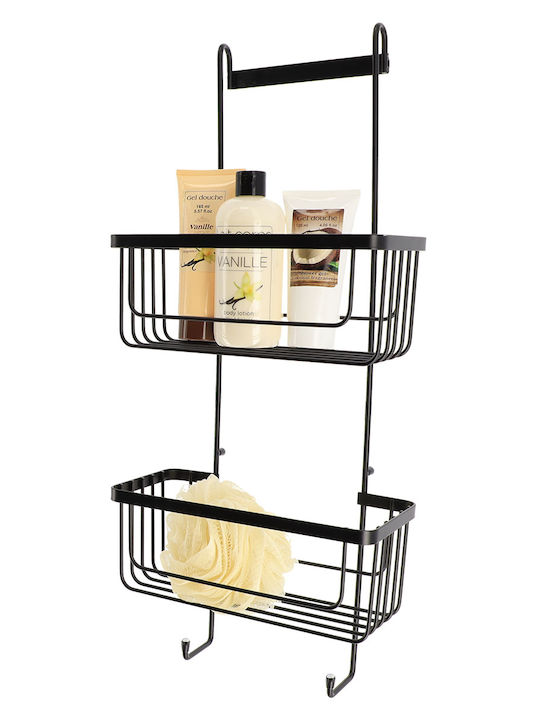 Metallic Wall-Mounted Bathroom Shelf with 2 Tiers 22.5x12.5x60cm
