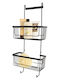 Metallic Wall-Mounted Bathroom Shelf with 2 Tiers 22.5x12.5x60cm
