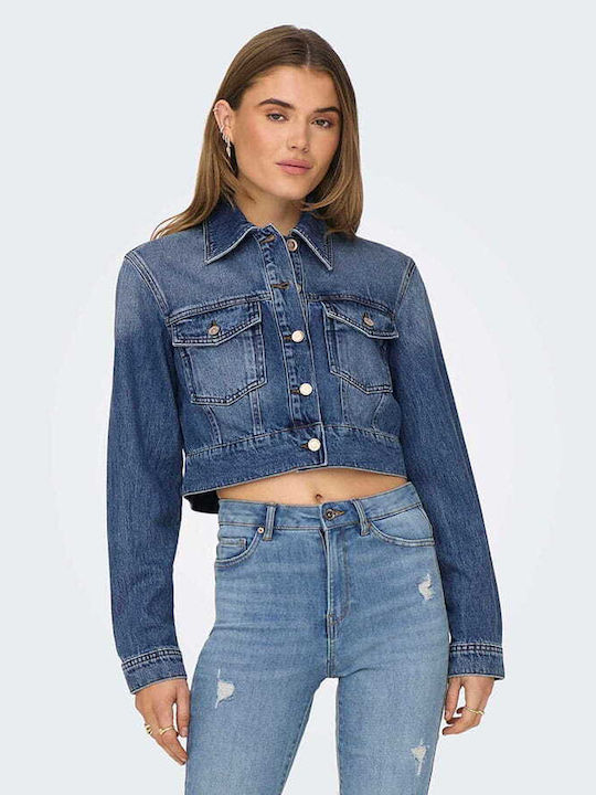 Only Women's Short Jean Jacket for Spring or Autumn Blue