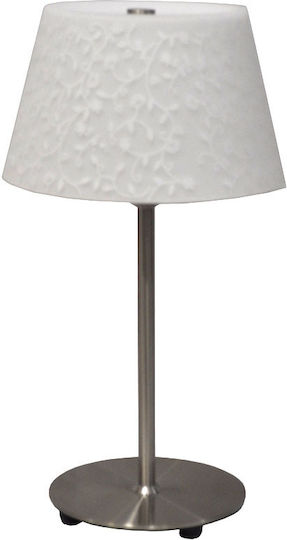 Sinialo Table Lamp with White Shade and Silver Base