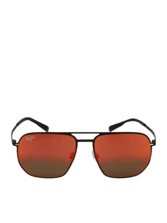 Maui Jim Men's Sunglasses with Black Metal Frame and Red Gradient Mirror Lens RM605-02