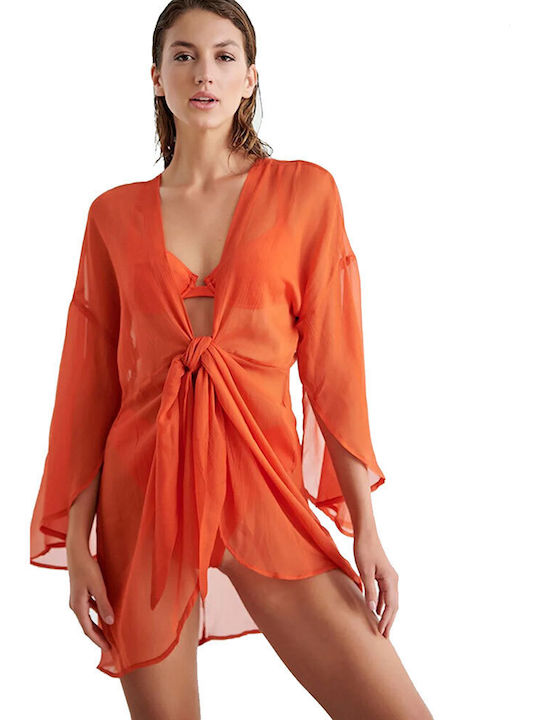 Blu4u Damen Kimono Strand Orange