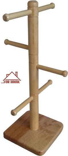 ForHome Βάση για Κούπες Ξύλινη 19x19x51εκ.
