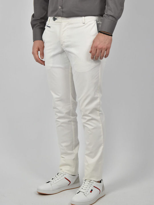 GioS Designs Pantaloni pentru bărbați Chino cu Croială Slim Alb