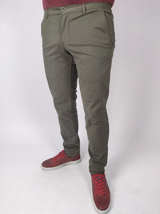 Pantaloni Chino cu Croială Slim Verde