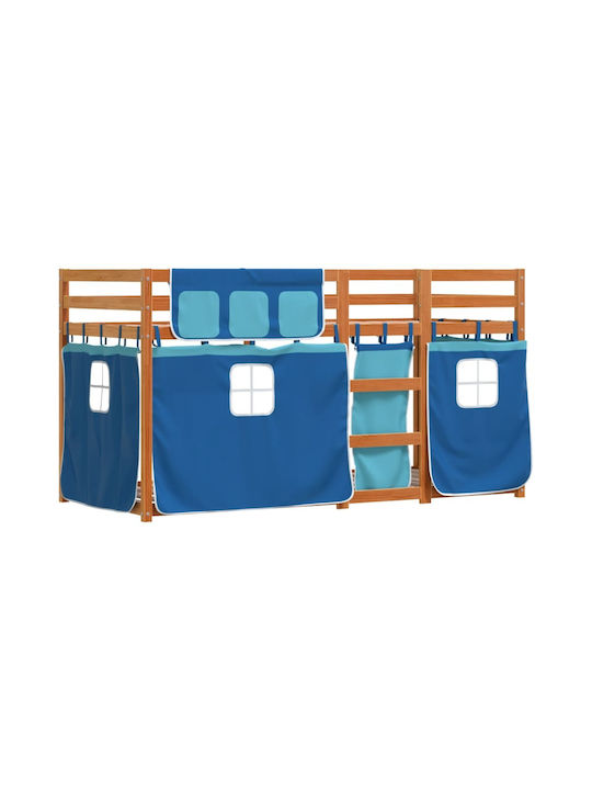 Kinderbett Hochbett Einzeln Blau für Matratze 9...