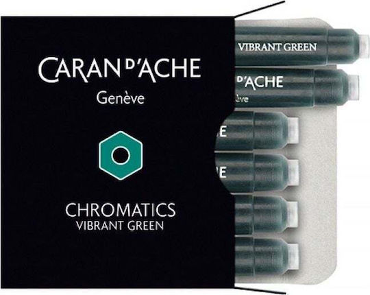Caran D'ache 6 Ανταλλακτικά Μελάνια για Πένα Πράσινα
