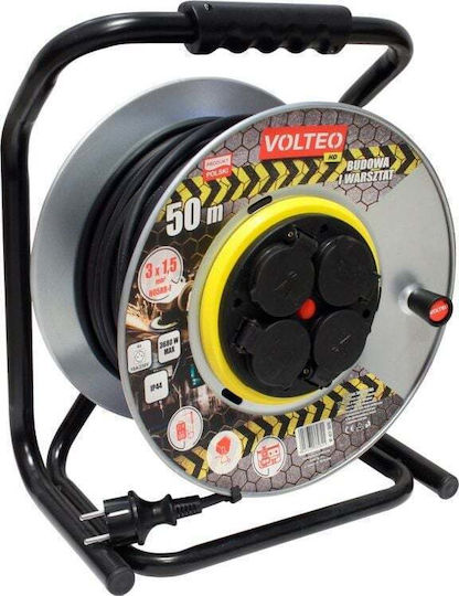 Volteo Waterproof Extension Reel Cord 3 x 1.5mm²/50m Gray