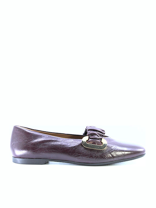 Leather Ballerinas Burgundy