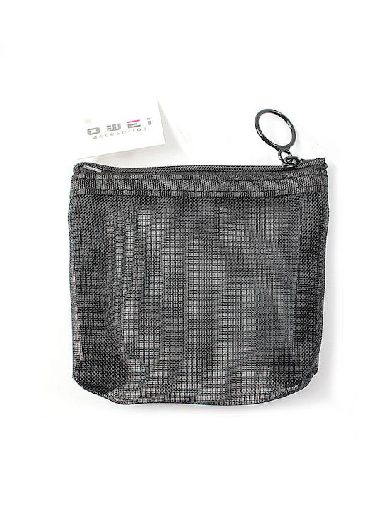 Semi-Transparent Black Toiletry Bag 10x11cm