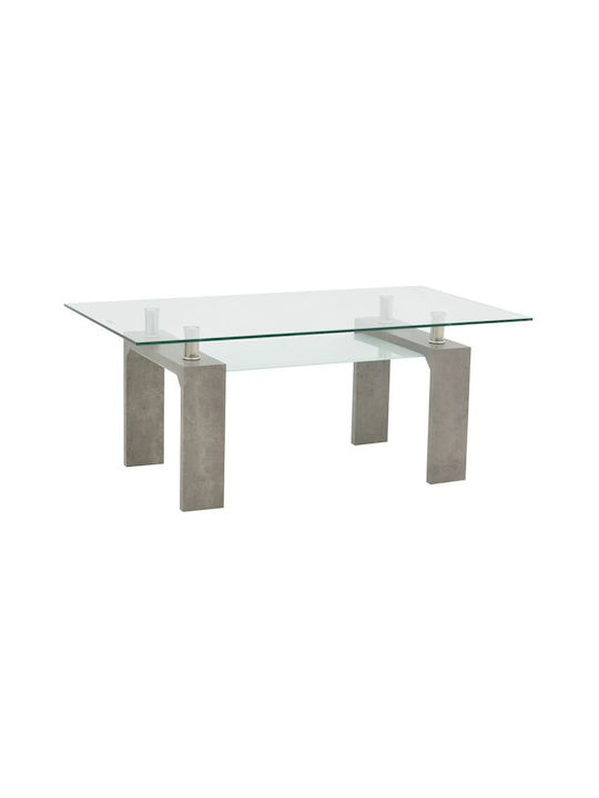 Rectangular Coffee Table Vrocho Glass Grey L110xW60xH45cm