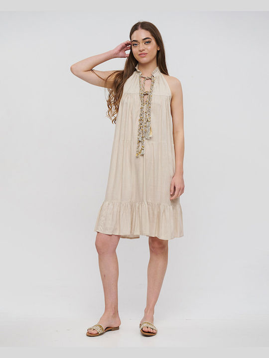 Ble Resort Collection Mini Dress with Ruffle Beige