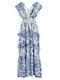 Ble Resort Collection Maxi Φόρεμα με Βολάν Μπλε
