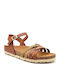 Leather Women's Flat Sandals Anatomic in Tabac Brown Color