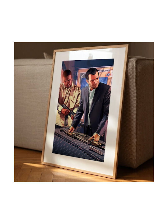 Walls Franklin Clinton And Michael De Santa Frame Wooden natural frame 40x50cm