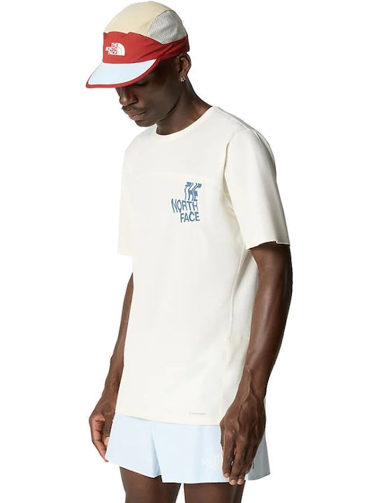 The North Face Bărbați T-shirt Sportiv cu Mânecă Scurtă White Dune/shady Blue
