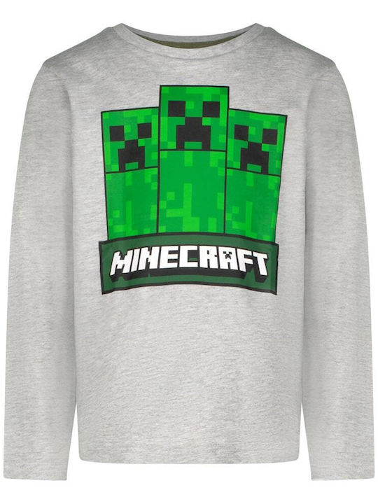 Minecraft Kids Blouse Long Sleeve Gray