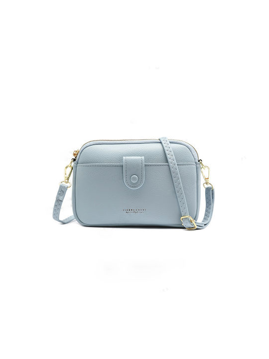 Pierre Loues Din piele Geantă de damă Crossbody Albastru deschis