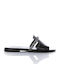 Leder Flache Sandalen für Damen in Schwarz Farbe