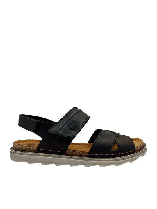 Leder Herrensandalen in Schwarz Farbe